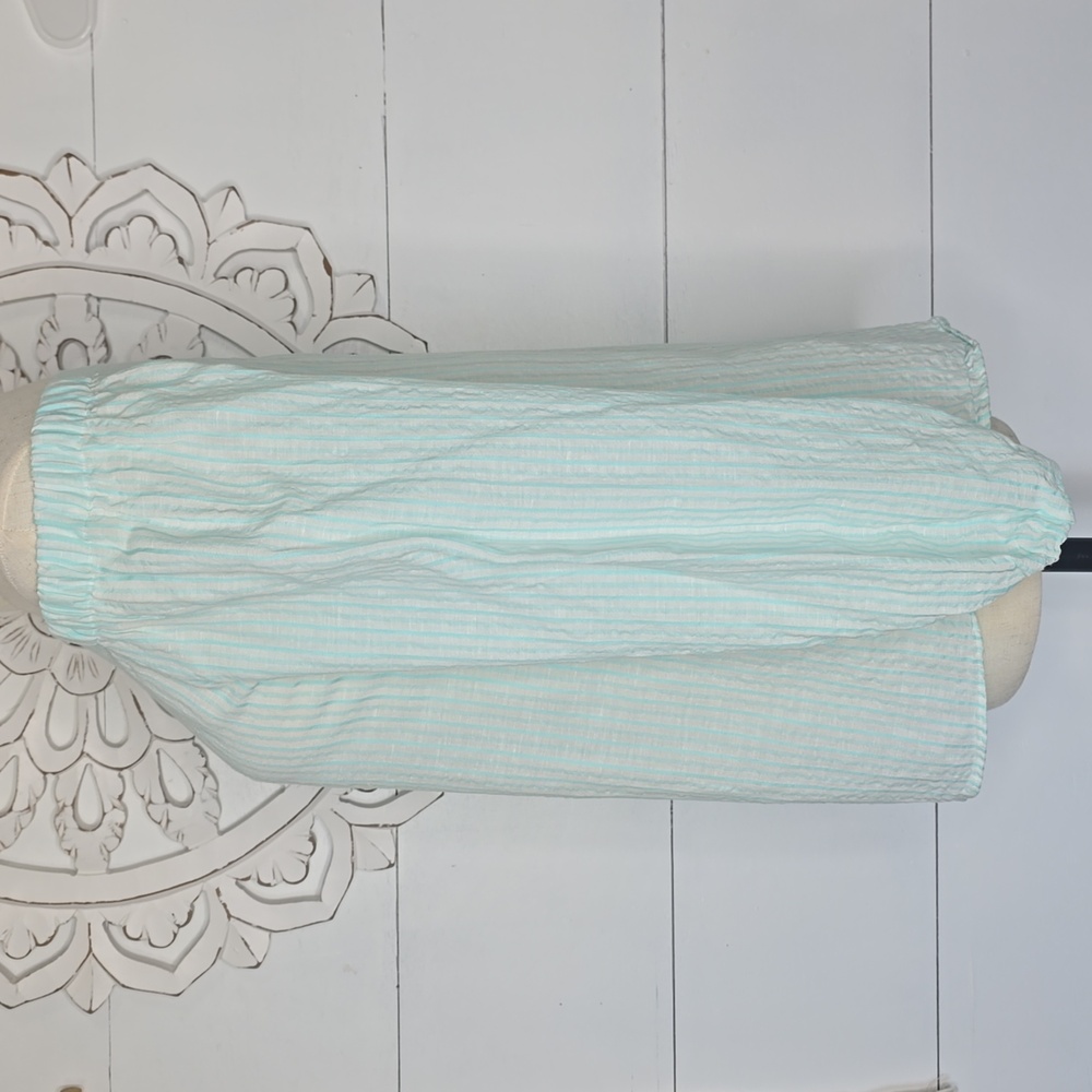 Massimo Dutti Cyan Off-the-Shoulder Linen Top Size 4 - Picture 4 of 8
